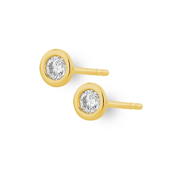 0.10ct Lab Diamond Rub Over Stud Earrings in 9K Gold - 4mm - Image 2