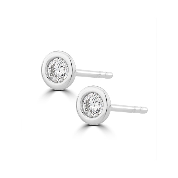0.10ct Lab Diamond Rub Over Stud Earrings in 9K White Gold - 4mm - Image 2
