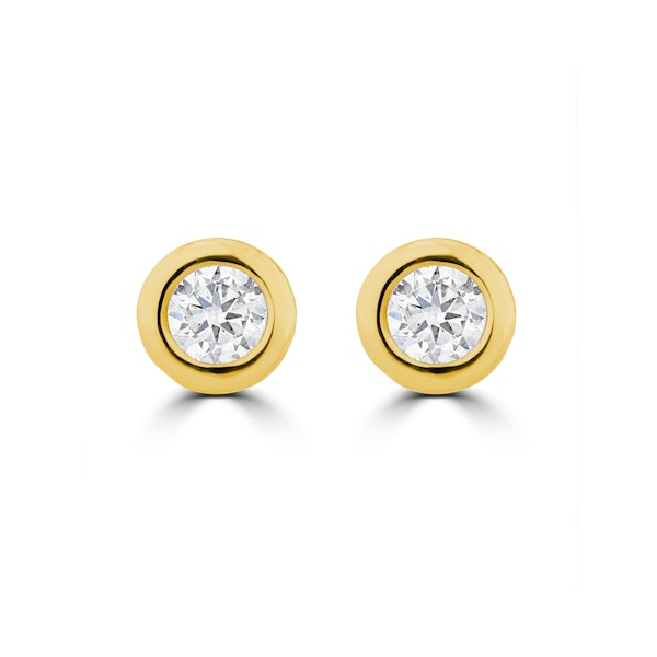 0.20ct Lab Diamond Rub Over Stud Earrings in 9K Gold - 4.6mm - Image 1