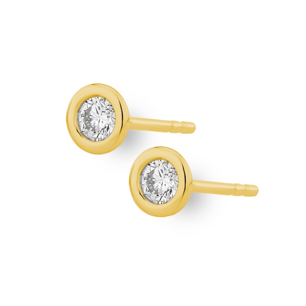 0.20ct Lab Diamond Rub Over Stud Earrings in 9K Gold - 4.6mm - Image 2