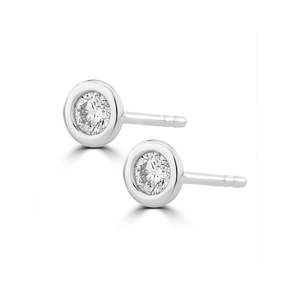 0.20ct Lab Diamond Rub Over Stud Earrings in 9K White Gold - 4.6mm - Image 2