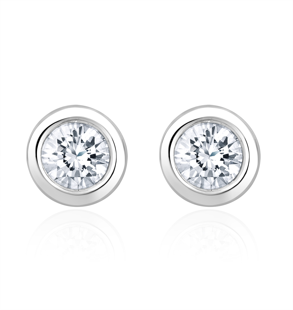 0.30ct Lab Diamond Rub Over Stud Earrings in 9K White Gold - 5.2mm