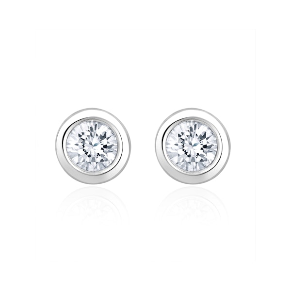 0.30ct Lab Diamond Rub Over Stud Earrings in 9K White Gold - 5.2mm - Image 1