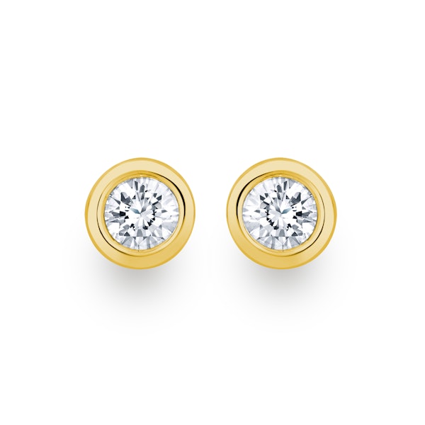 0.30ct Lab Diamond Rub Over Stud Earrings in 9K Gold - 5.2mm - Image 1