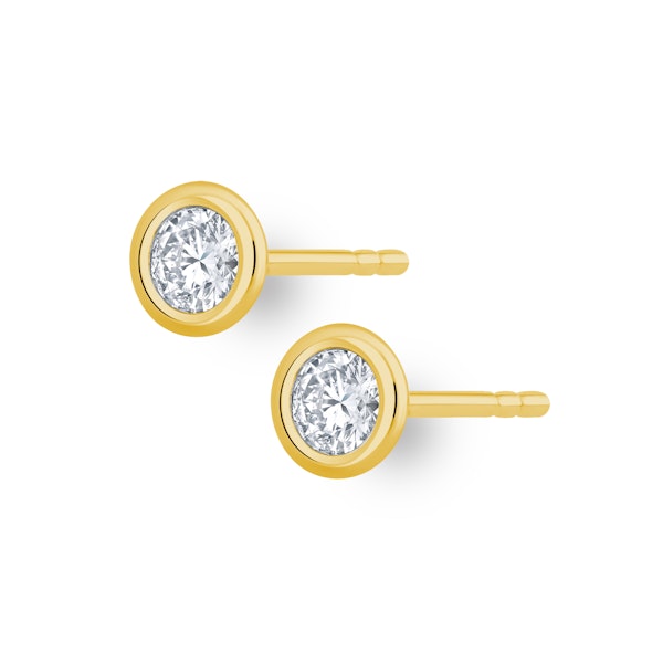 0.30ct Lab Diamond Rub Over Stud Earrings in 9K Gold - 5.2mm - Image 2