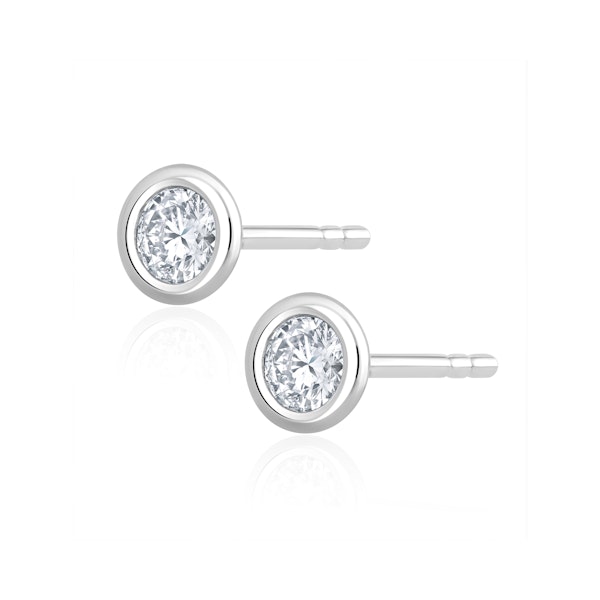 0.30ct Lab Diamond Rub Over Stud Earrings in 9K White Gold - 5.2mm - Image 2