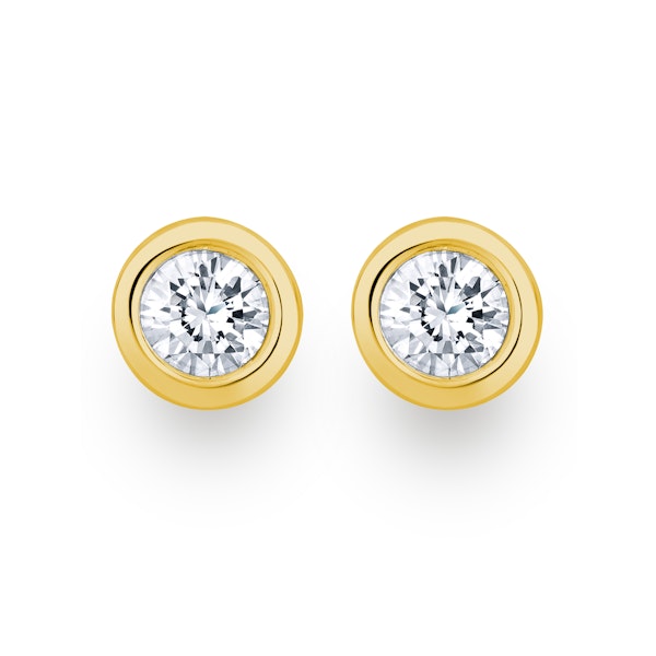 0.50ct Lab Diamond Rub Over Stud Earrings in 9K Gold - 5.6mm - Image 1