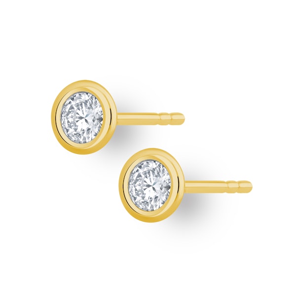 0.50ct Lab Diamond Rub Over Stud Earrings in 9K Gold - 5.6mm - Image 3
