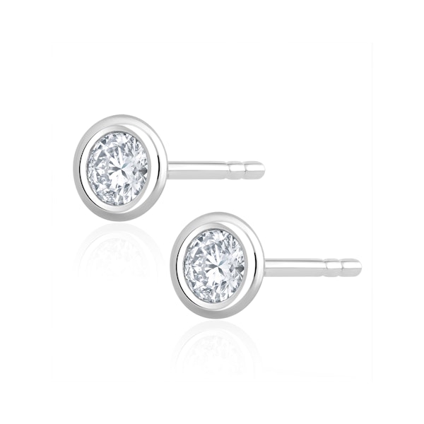 0.50ct Lab Diamond Rub Over Stud Earrings in 9K White Gold - 5.6mm - Image 3