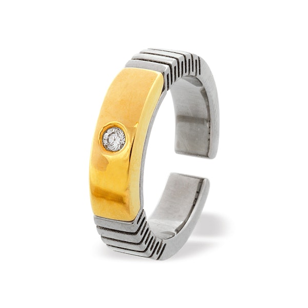 18K Gold Single Stone Titanium Ring - Image 1