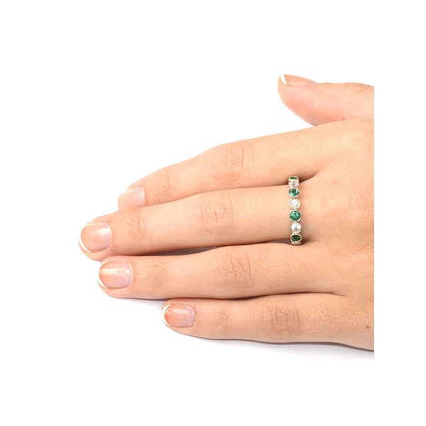 Emerald 1.10ct And G/VS Diamond Platinum Eternity Ring - Image 4