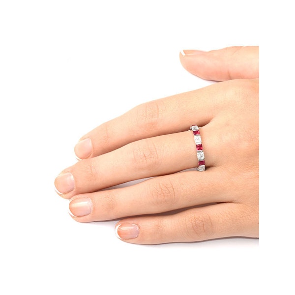Ruby 1.25ct And H/SI Diamond Platinum Eternity Ring - Image 3