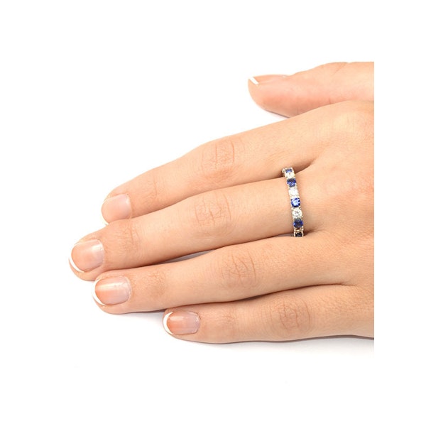 Sapphire 1.30ct And Diamond 18K White Gold Eternity Ring - Image 3