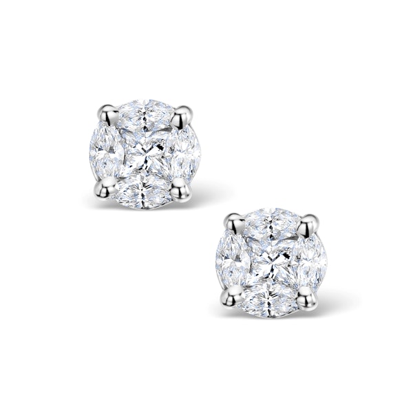 Diamond Earrings 2.00ct Look Galileo Style 0.74ct in 18K White Gold - Image 1