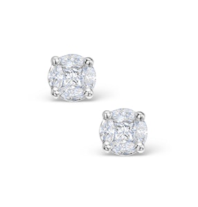 Diamond Earrings 1.00ct Look Galileo Style - 0.30ct in 18K White Gold