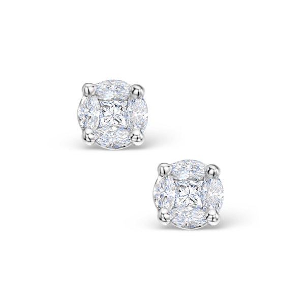 Diamond Earrings 1.00ct Look Galileo Style - 0.30ct in 18K White Gold - Image 1