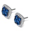 18K White Gold KEIRA 3ct Sapphire and 1ct Diamond HALO Earrings - image 2