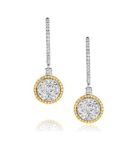 18K White Gold Alessia 2.50ct Diamond and Yellow Diamond Halo Earrings