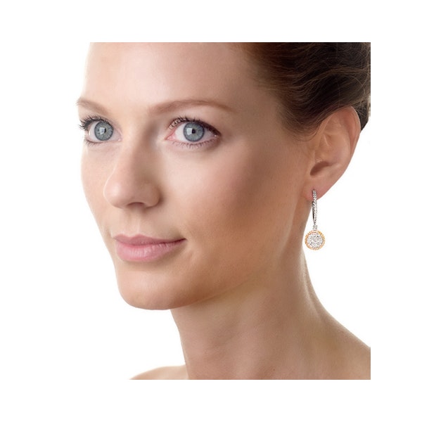 18K White Gold Alessia 2.50ct Diamond and Yellow Diamond Halo Earrings - Image 3