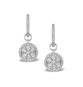 Halo Lab Diamond Drop Earrings - Florence - 1.50ct - in 9K White Gold