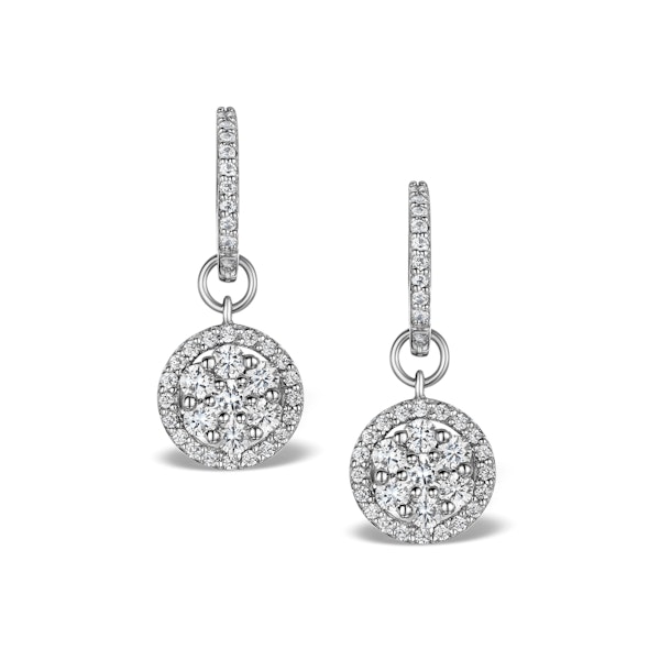Halo Diamond Drop Earrings - Florence - 1.50ct - in 18K White Gold - Image 1
