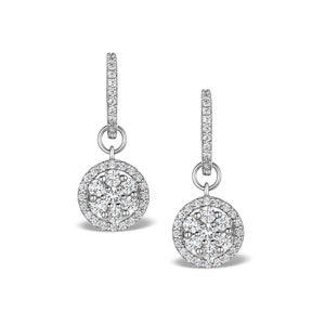 Halo Diamond Drop Earrings - Florence - 1.50ct - in 18K White Gold