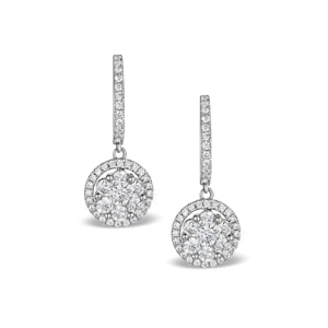 Halo Lab Diamond Drop Earrings - Florence - 1.09ct - in 9K White Gold