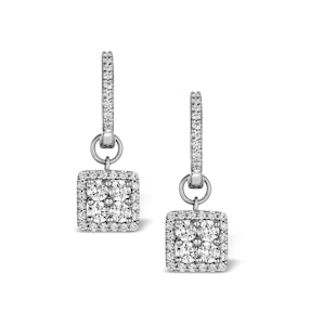 Halo Diamond Drop Earrings - Messina - 1.29ct - in 18K White Gold