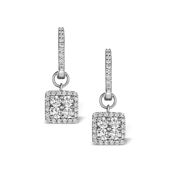 Halo Diamond Drop Earrings - Messina - 1.29ct - in 18K White Gold - Image 1