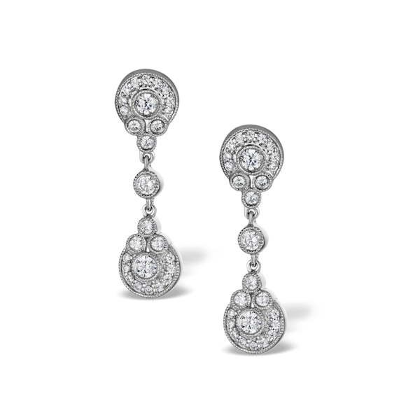 Vintage Diamond Drop Earrings - Vittoria - 0.80ct - in 18K White Gold - Image 1