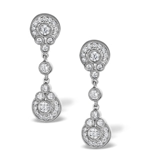 Vintage Diamond Drop Earrings - Vittoria - 0.80ct - in 18K White Gold