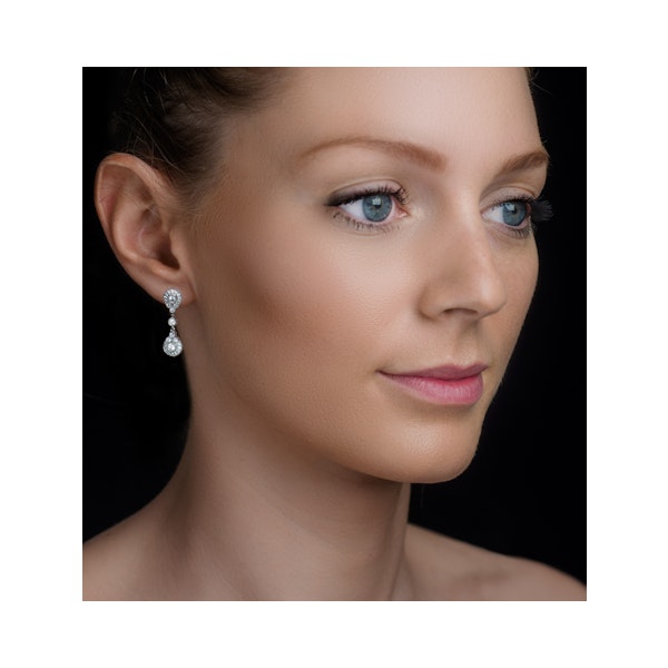 Vintage Diamond Drop Earrings - Vittoria - 0.80ct - in 18K White Gold - Image 3