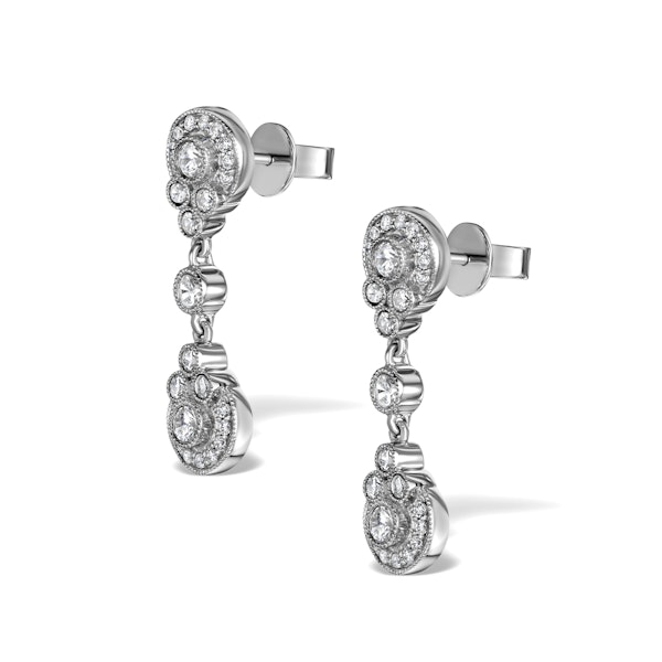 Vintage Diamond Drop Earrings - Vittoria - 0.80ct - in 18K White Gold - Image 2