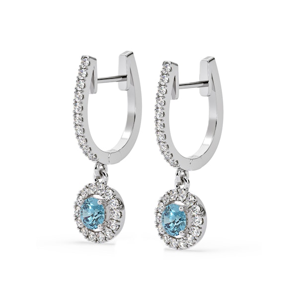 Ella Blue Lab Diamond 1.48ct Halo Drop Earrings in 18K White Gold - Elara Collection - Image 3