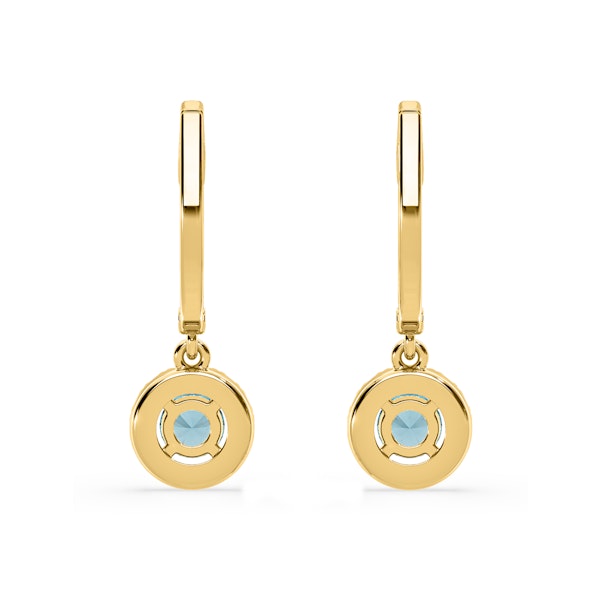 Ella Blue Lab Diamond 1.48ct Halo Drop Earrings in 18K Yellow Gold - Elara Collection - Image 5