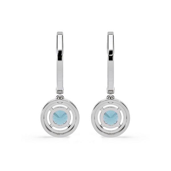 Ella Blue Lab Diamond 2.60ct Halo Drop Earrings in 18K White Gold - Elara Collection - Image 5
