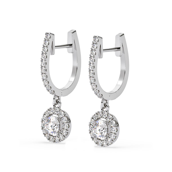Ella Lab Diamond Halo Drop Earrings 1.48ct in 18K White Gold F/VS1 - Image 3