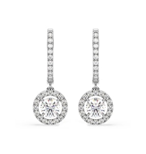 Ella Lab Diamond Halo Drop Earrings 2.60ct in 18K White Gold F/VS1
