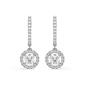 Ella Lab Diamond Halo Drop Earrings 2.60ct in 18K White Gold F/VS1
