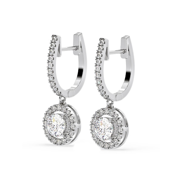 Ella Lab Diamond Halo Drop Earrings 2.60ct in 18K White Gold F/VS1 - Image 3