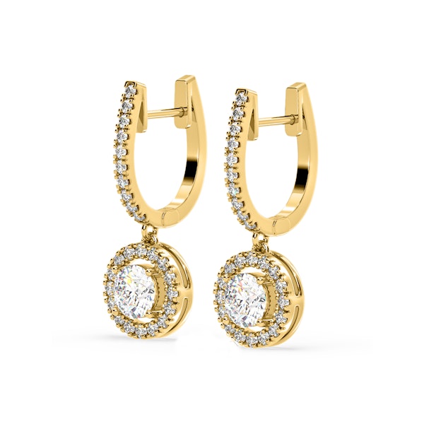 Ella Lab Diamond Halo Drop Earrings 2.60ct in 18K Yellow Gold F/VS1 - Image 3