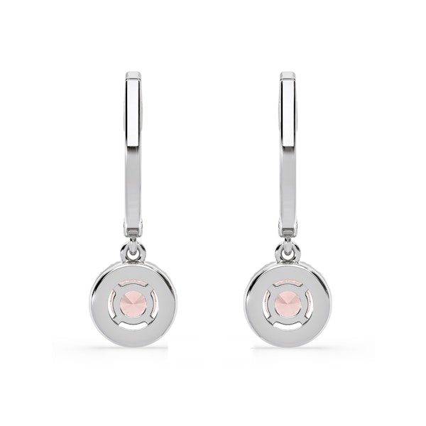 Ella Pink Lab Diamond 1.48ct Halo Drop Earrings in 18K White Gold - Elara Collection - Image 5