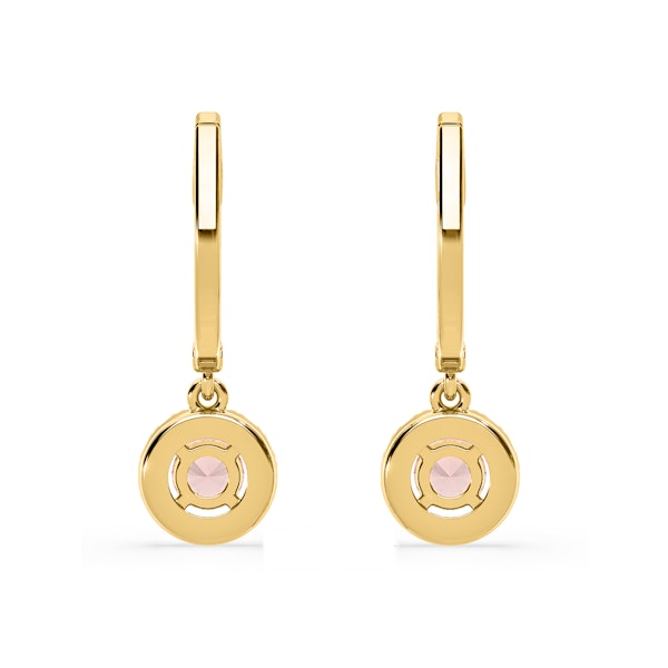 Ella Pink Lab Diamond 1.48ct Halo Drop Earrings in 18K Yellow Gold - Elara Collection - Image 5
