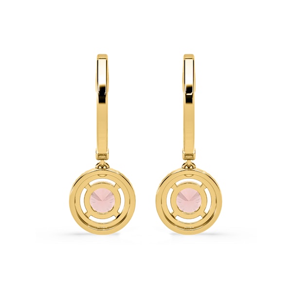 Ella Pink Lab Diamond 2.60ct Halo Drop Earrings in 18K Yellow Gold - Elara Collection - Image 5