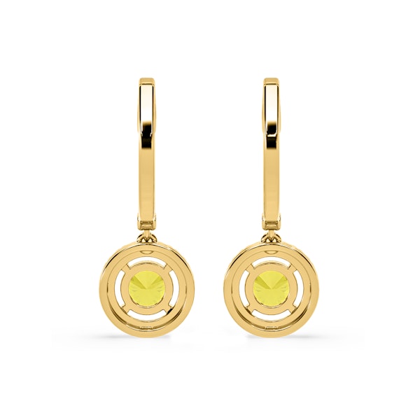 Ella Yellow Lab Diamond 2.60ct Halo Drop Earrings in 18K Yellow Gold - Elara Collection - Image 5