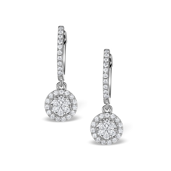 Halo Diamond Drop Earrings - Florence - 0.46ct - in 18K White Gold - Image 1