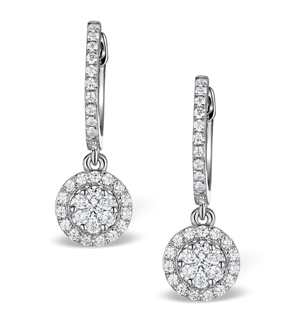 Halo Diamond Drop Earrings - Florence - 0.46ct - in 18K White Gold - image 1