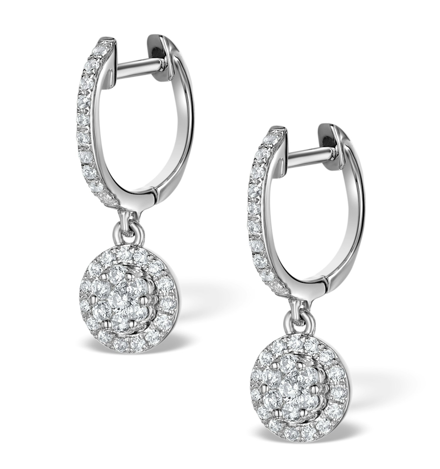 Halo Diamond Drop Earrings - Florence - 0.46ct - in 18K White Gold