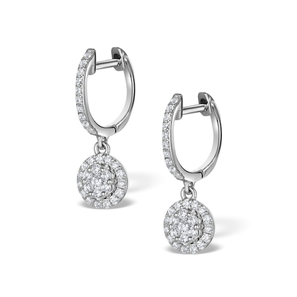Halo Diamond Drop Earrings - Florence - 0.46ct - in 18K White Gold - Image 2