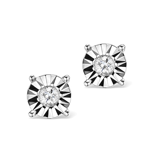 Diamond Stud Earrings 0.10ct H/Si in 18K White Gold - P3479 - Image 1